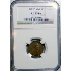 1909-S VDB LINCOLN CENT NGC AU-55