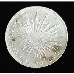 1895 MEXICAN 8 REALES, MINT MARK Ga JS SILVER COIN
