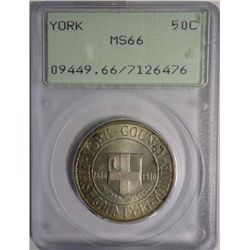 1936 YORK COMMEMORATIVE HALF DOLLAR PCGS MS66 RATTLER HOLDER