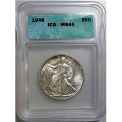 1946 WALKING LIBERTY HALF DOLLAR ICG MS-64