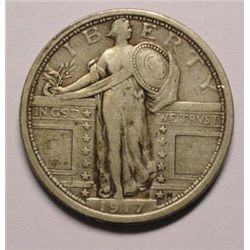 1917 TYPE 1 STANDING LIBERTY QUARTER VERY FINE+