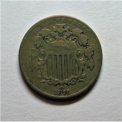 1876 SHIELD NICKEL FINE+