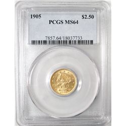 1905 $2 1/2 GOLD  PCGS64
