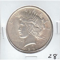 $1 1922 SILVER PEACE