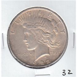 1922 $1 PEACE DOLLAR SILVER