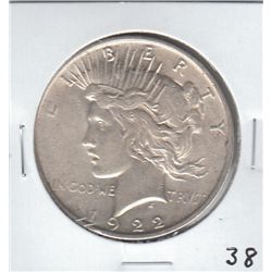 1922 SILVER PEACE DOLLAR $1