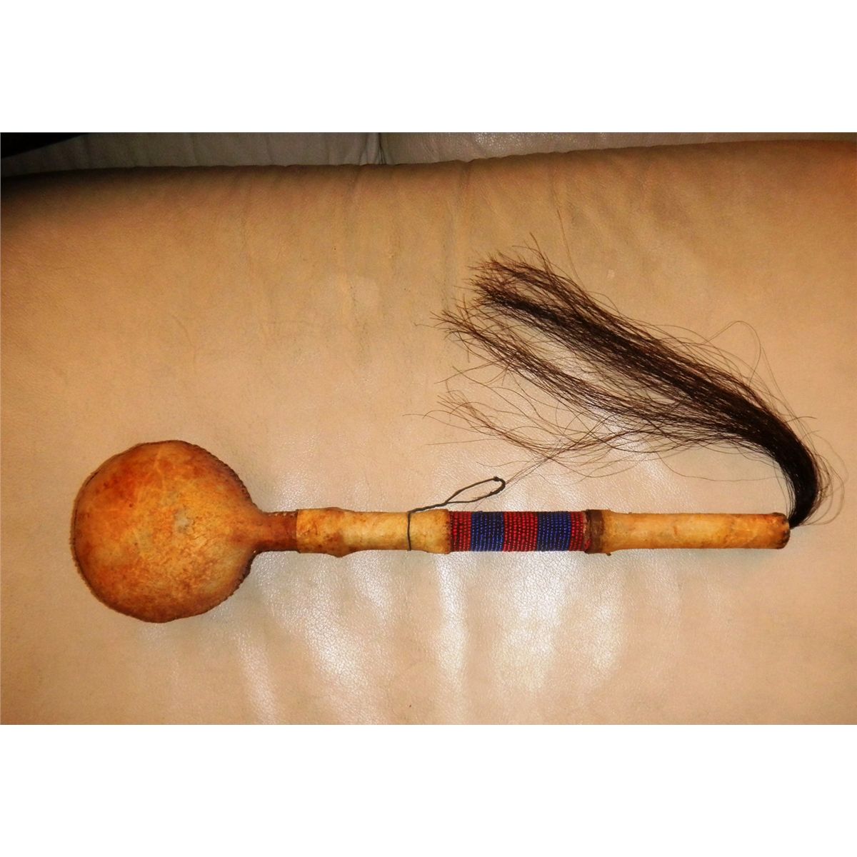 Plains Beaded Rawhide Rattle