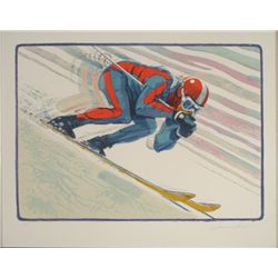 Jim Jensen Signed Art Print -Skier Skiing