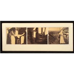 Diamond Falk Unusual 3 Panel Etching Art Print