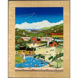 SKINNY DIPPING SN LE Folk Print on Wood WATANABE Rare