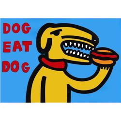Great MARCO Pop Art DOG EAT DOG BLUE Print on Canvas