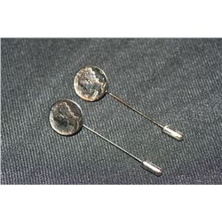 Two Mercury Dime Tie Tacks