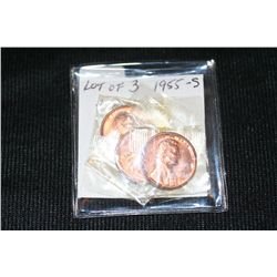 Lot of 3, 1955-S Lincoln Pennies