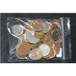 Lot of 50, Foreign Coins & Tokens various dates and conditions