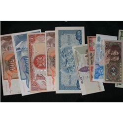 Lot of 10, Foreign Bank Notes various conditions & dates