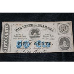1863 State of Alabama Confederate 50 Cents Fractional Currency #53745