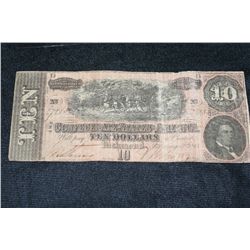 1864 Ten Dollar Confiderate Bank Note No. 37813