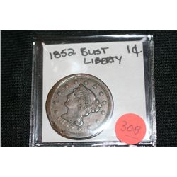 1852 Bust Liberty One Cent