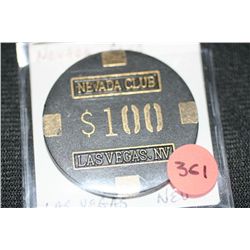 Nevada Club $100 Token from Las Vegas