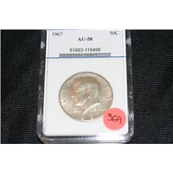 1967 Kennedy Half Dollar AHCGS Graded AU58