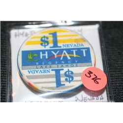 Hyatt Regency $1 Token from Lake Tahoe, Nevada