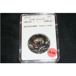 1966-P Kennedy Half Dollar AHCGS Graded MS65 Weak FG