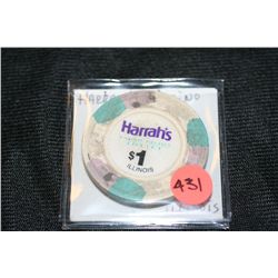 Harrah's Casino $1 Gaming Token from Joliet, Illinois