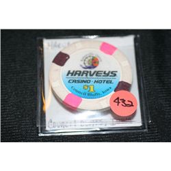 Harvey's Casino $1 Gaming Token Council Bluffs, Iowa