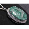 Image 3 : STERLING SILVER EMERALD & SAPPHIRE PENDANT W/ CHAIN