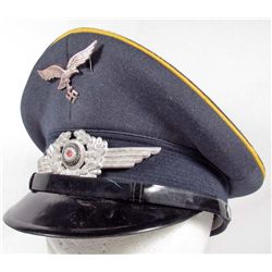 GERMAN NAZI LUFTWAFFE OFFICERS PEAKED VISOR HAT