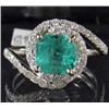 Image 1 : 14K WHITE GOLD EMERALD AND DIAMOND RING - SIZE 7.25