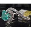 Image 2 : 14K WHITE GOLD EMERALD AND DIAMOND RING - SIZE 7.25