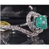 Image 3 : 14K WHITE GOLD EMERALD AND DIAMOND RING - SIZE 7.25
