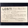 Image 1 : 1905 $13.00 REWARD POSTCARD - 2 BICYCLES - PASADENA, CAL.