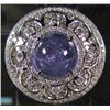 Image 1 : 14K WHITE GOLD LADIES TANZANITE AND DIAMOND RING - SIZE 7.25