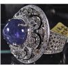 Image 2 : 14K WHITE GOLD LADIES TANZANITE AND DIAMOND RING - SIZE 7.25