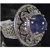 Image 3 : 14K WHITE GOLD LADIES TANZANITE AND DIAMOND RING - SIZE 7.25