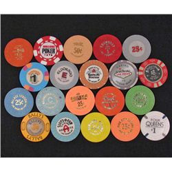 LOT OF 20 OBSOLETE NEVADA CASINO GAMBLING POKER CHIPS