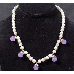 WHITE AKOYA PEARL & ALEXANDRITE NECKLACE
