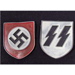 SET OF 2 GERMAN NAZI HELMET BADGES