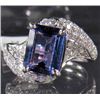 Image 1 : 14K WHITE GOLD LADIES TANZANITE AND DIAMOND RING - SIZE 7.25