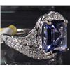Image 3 : 14K WHITE GOLD LADIES TANZANITE AND DIAMOND RING - SIZE 7.25