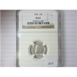 1956 SILVER ROOSEVELT DIME NGC PF67