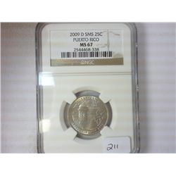 2009-D SMS PUERTO RICO QUARTER NGC MS67