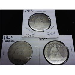 1853,54 & 57 SEATED LIBERTY QUARTERS