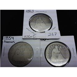 1853,54 & 57 SEATED LIBERTY QUARTERS