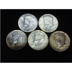 5 ASSORTED KENNEDY 40% SILVER HALVES