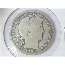 1902-O BARBER HALF DOLLAR (GOOD+)