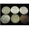 Image 2 : 6 ASSORTED 40% SILVER KENNEDY HALF DOLLARS