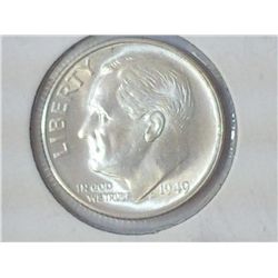 1949-S SILVER ROOSEVELT DIME SOLID MS65